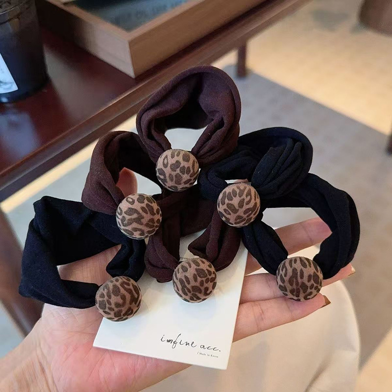 豹纹球球毛巾圈秋冬新款植绒发圈女百搭气质低马尾扎头绳发绳发饰详情7