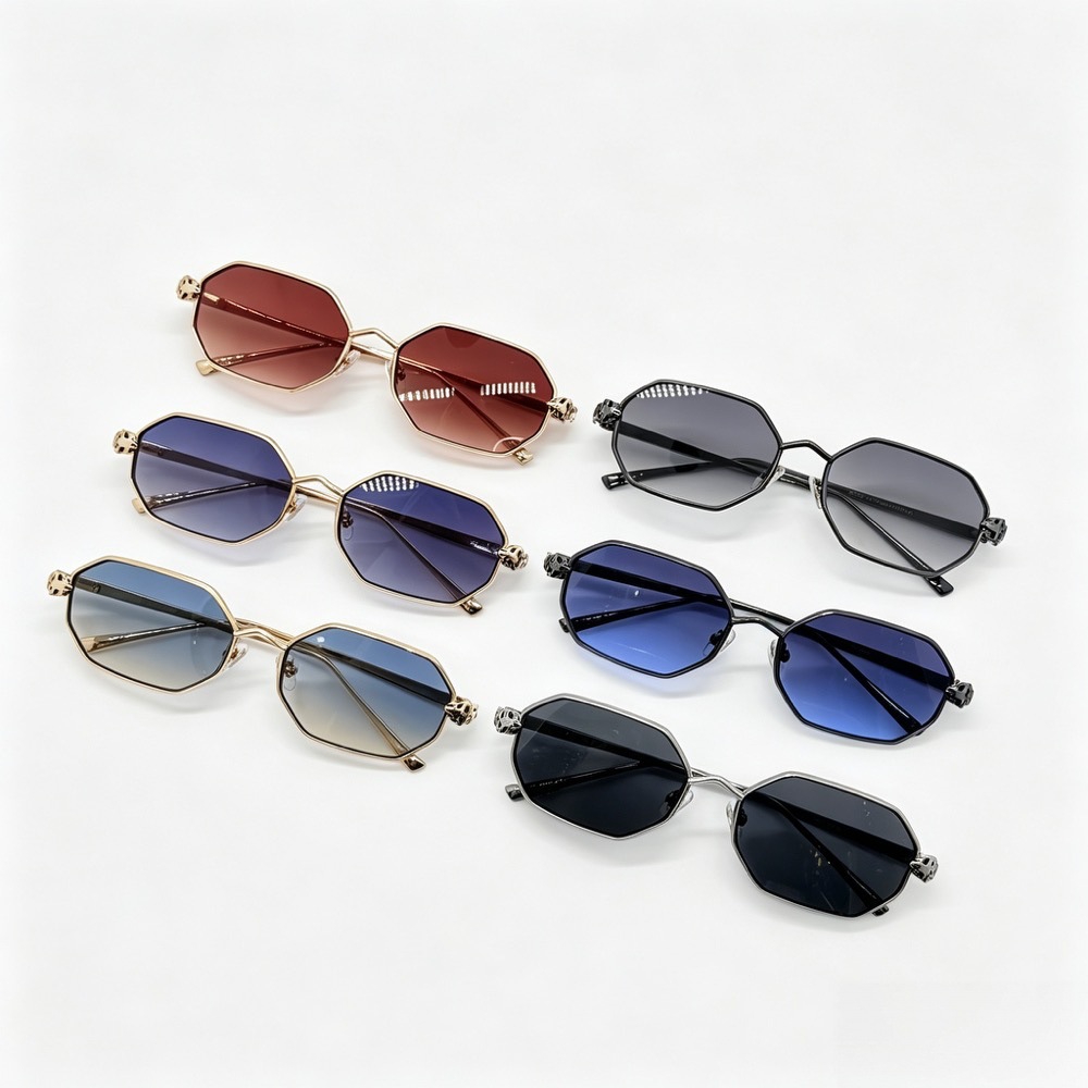 2026 nuevo leopardo cabeza decorativa poligonal gafas de sol mujer metal lentes gradientes retro influencer shades fábrica lote pic 4