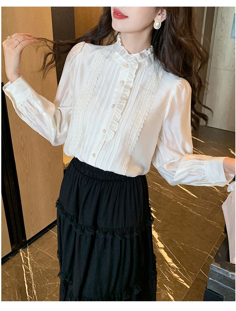 法式高级感木耳边长袖雪纺衬衫女2025早春季新款别致减龄气质上衣详情5