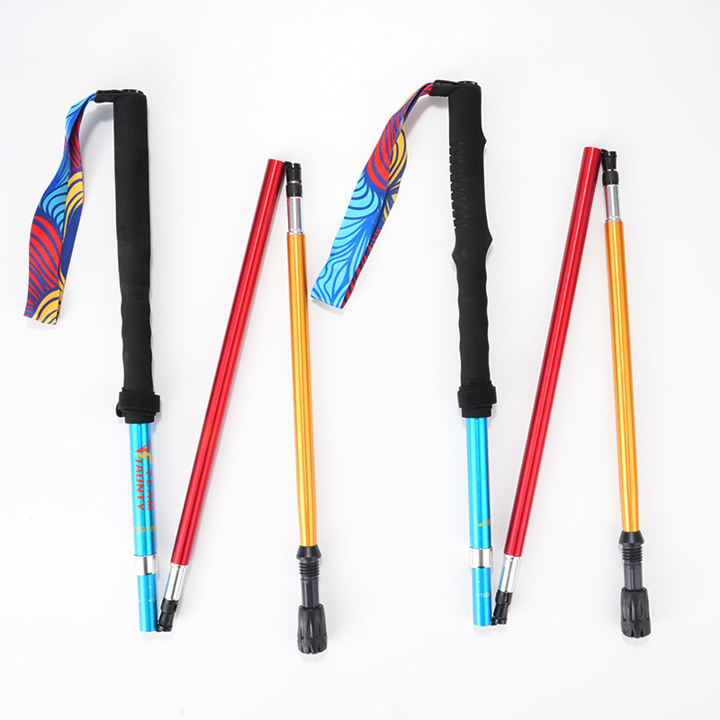 跨境四节折叠登山杖7075铝合金超轻户外徒步远足北欧减震伸缩手杖详情3