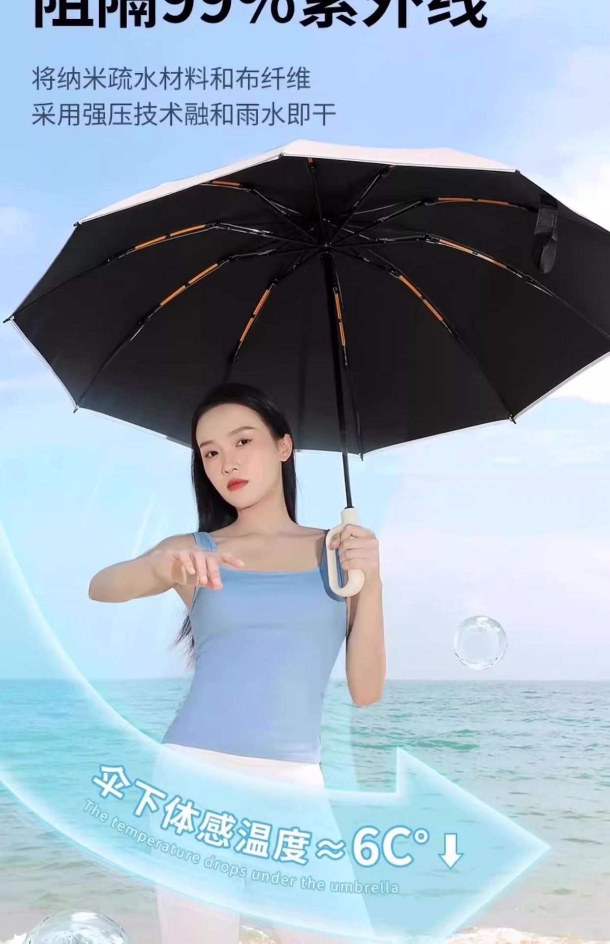 全自动72骨环扣雨伞定制批发晴雨两用遮阳伞防晒折叠伞商务太阳伞详情31