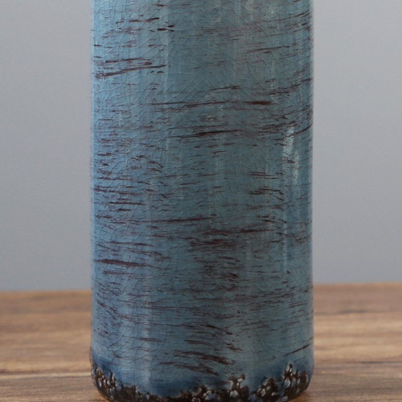 2025 Cross-border Rural Ice-Crack Ceramic Vase in Gray, Blue and Green 3-piece Set Bohemian Retro Home Decoration Farmhouse Vase pic 9