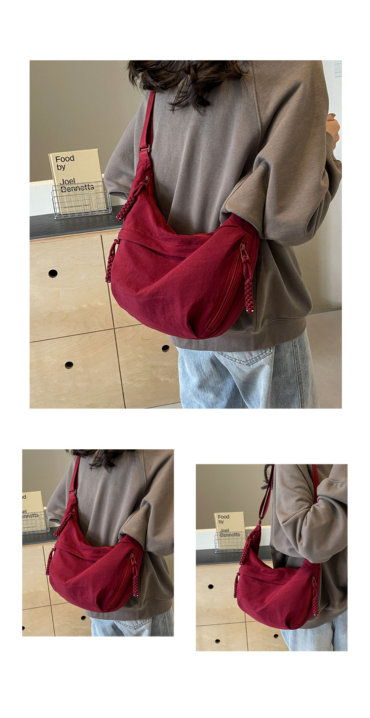 时尚布包女学生上课挎包尼龙布斜挎包大容量单肩包日系出游饺子包详情23