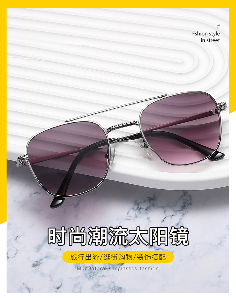 新款复古方框墨镜时尚网红同款金属太阳镜男潮工厂批发sunglasses详情1