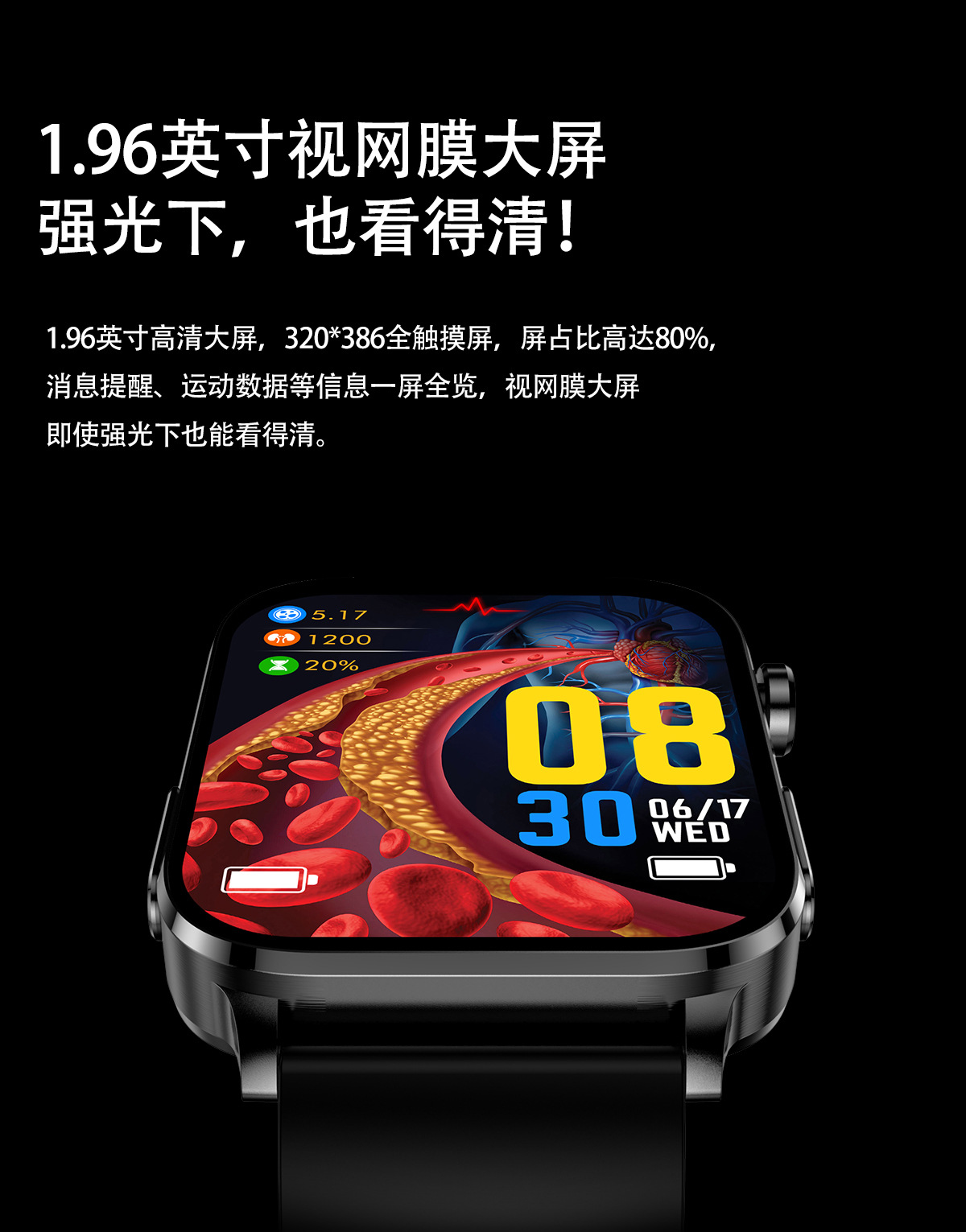 新款TK15智能手表尿酸血脂血糖心率监测蓝牙通话成人手表华强北详情5