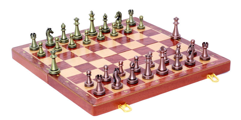 国际象棋金属锌合金玩具折叠棋盘+2个备用棋子手提便携棋具礼盒详情10