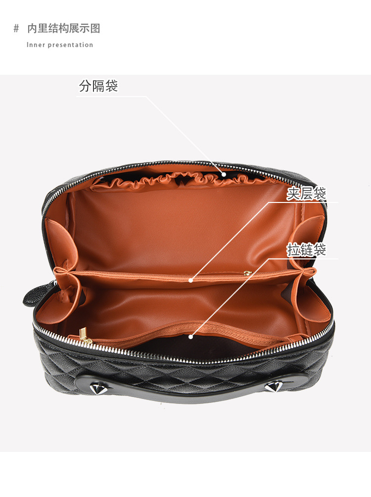 亚马逊跨境高品质pu化妆包菱格绗缝枕头包手提洗漱化妆品收纳包详情11