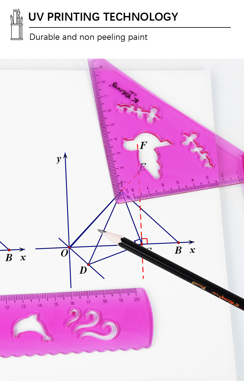 Yalong Cross-border New Type Plastic 20 cm Twisted Ruler Set Multi-color school straightedge measuring Tool pic 4