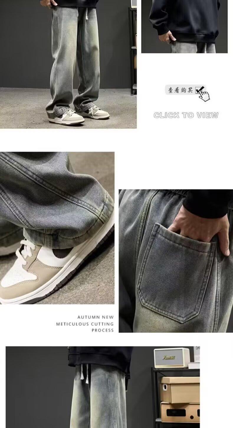 High street fashion brand straight-leg pants for spring and autumn, American vibe pants, loose casual long pants, three-bar jeans for boys pic 11