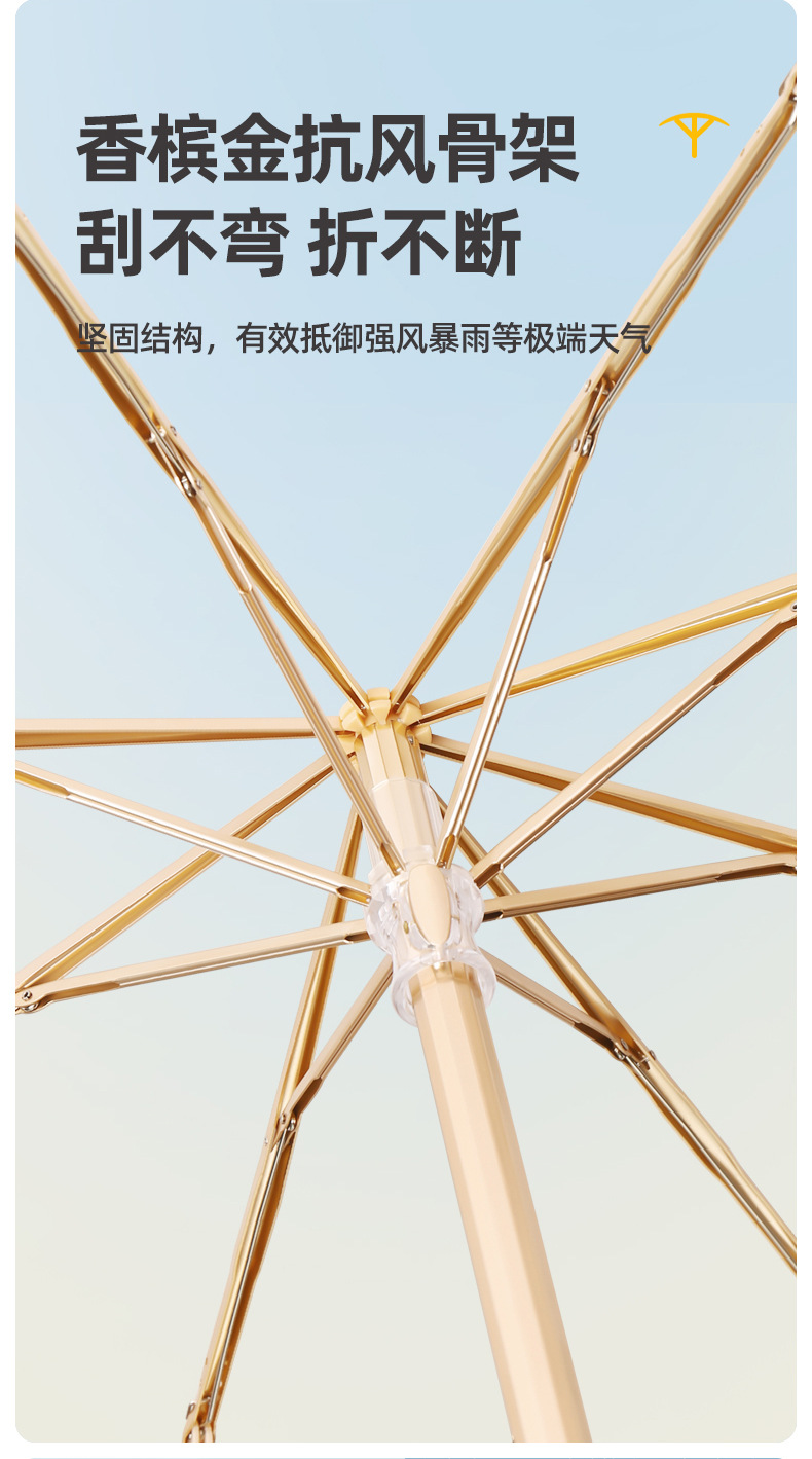 新款三折8骨小金钩彩胶面料防晒防紫外线折叠遮阳伞现货一件代发详情27
