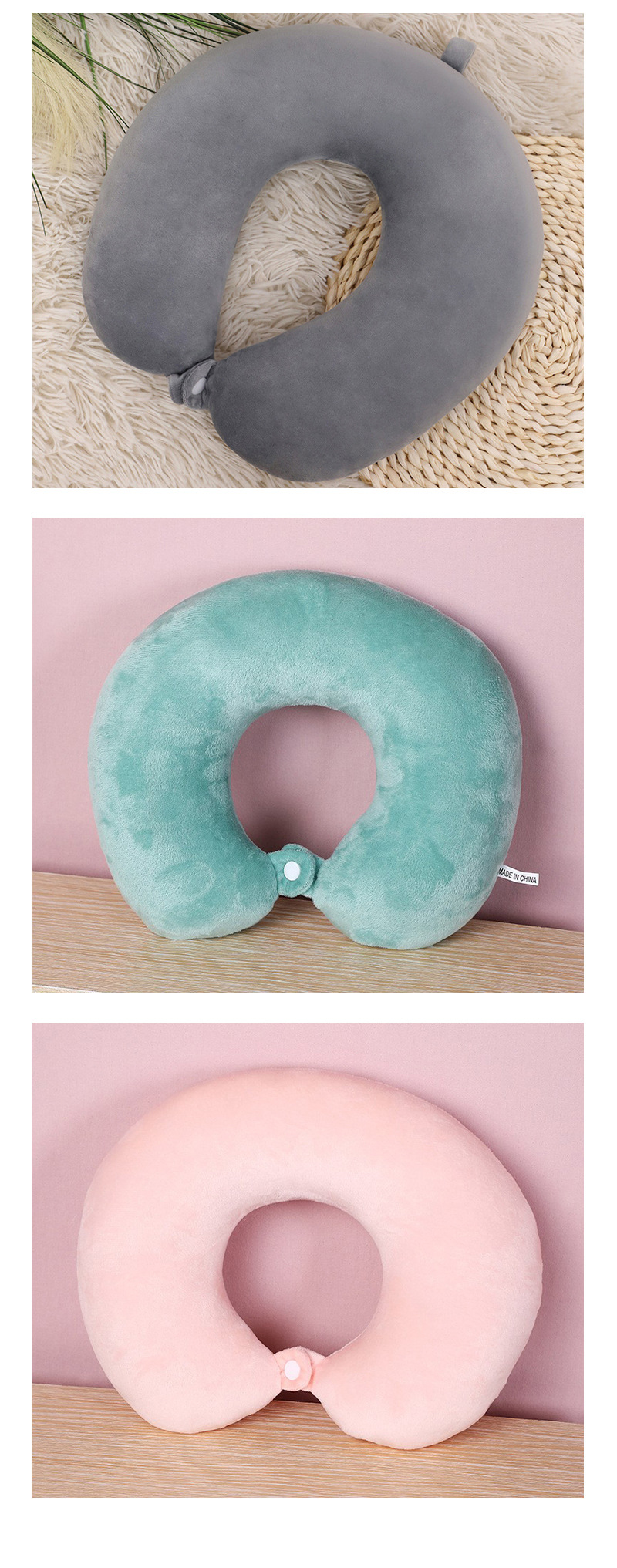 新款PP棉纯色u型枕头枕办公室午睡靠枕旅行U形护颈椎脖子枕头批发详情10