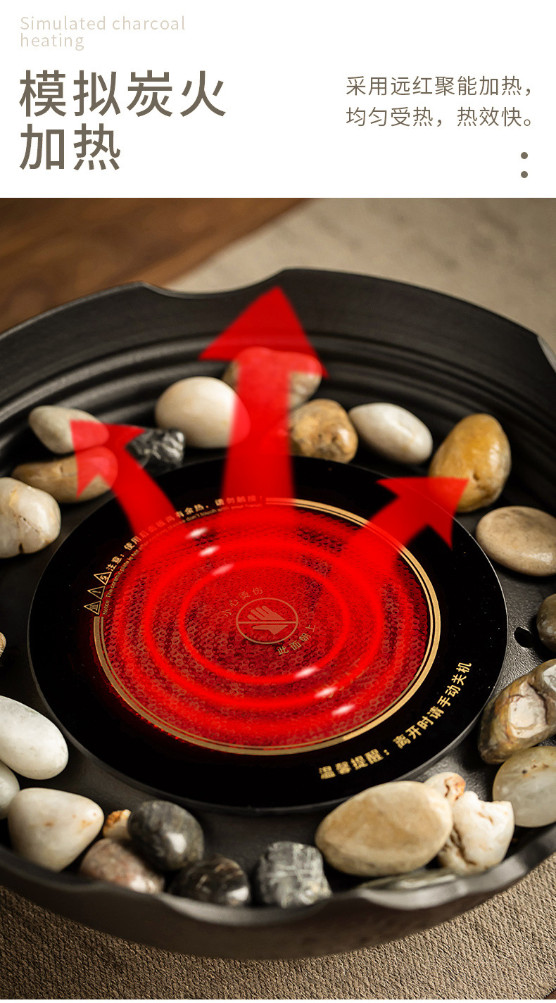 A complete set of electric ceramic stove for indoor household tea brewing, a set of flower tea sets, a glass teapot with hair pic 5