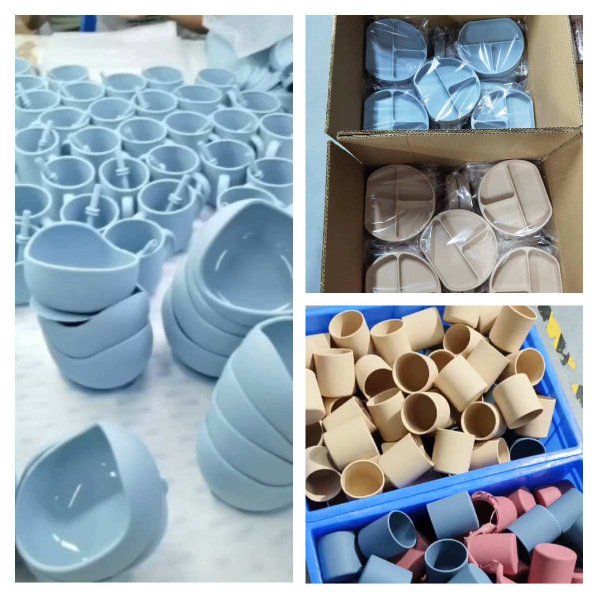 跨境儿童辅食硅胶餐盘碗宝宝辅食餐盘笑脸六件套母婴喂养餐具批发详情10