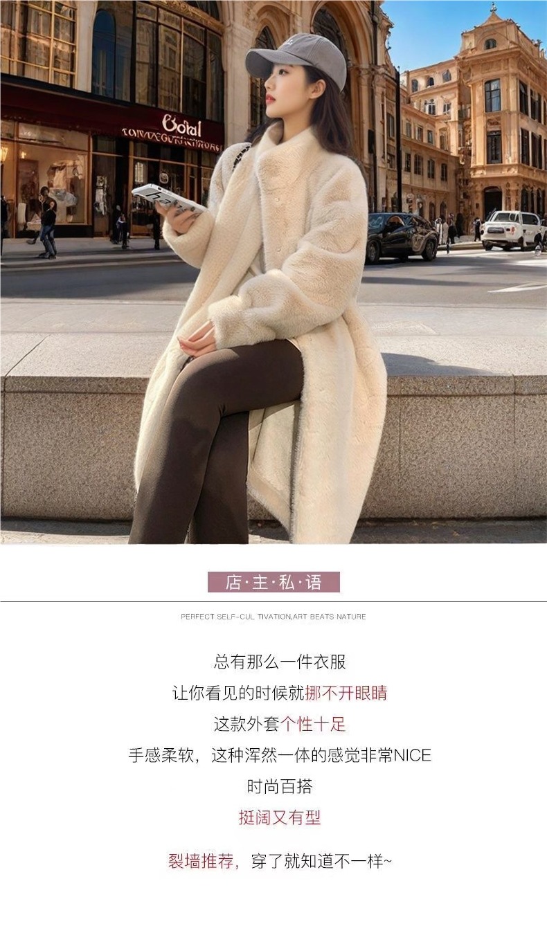 For the autumn and winter of 2025, there is a thick, long stand-up collar mink, mink fur and fur integrated coat for women pic 7