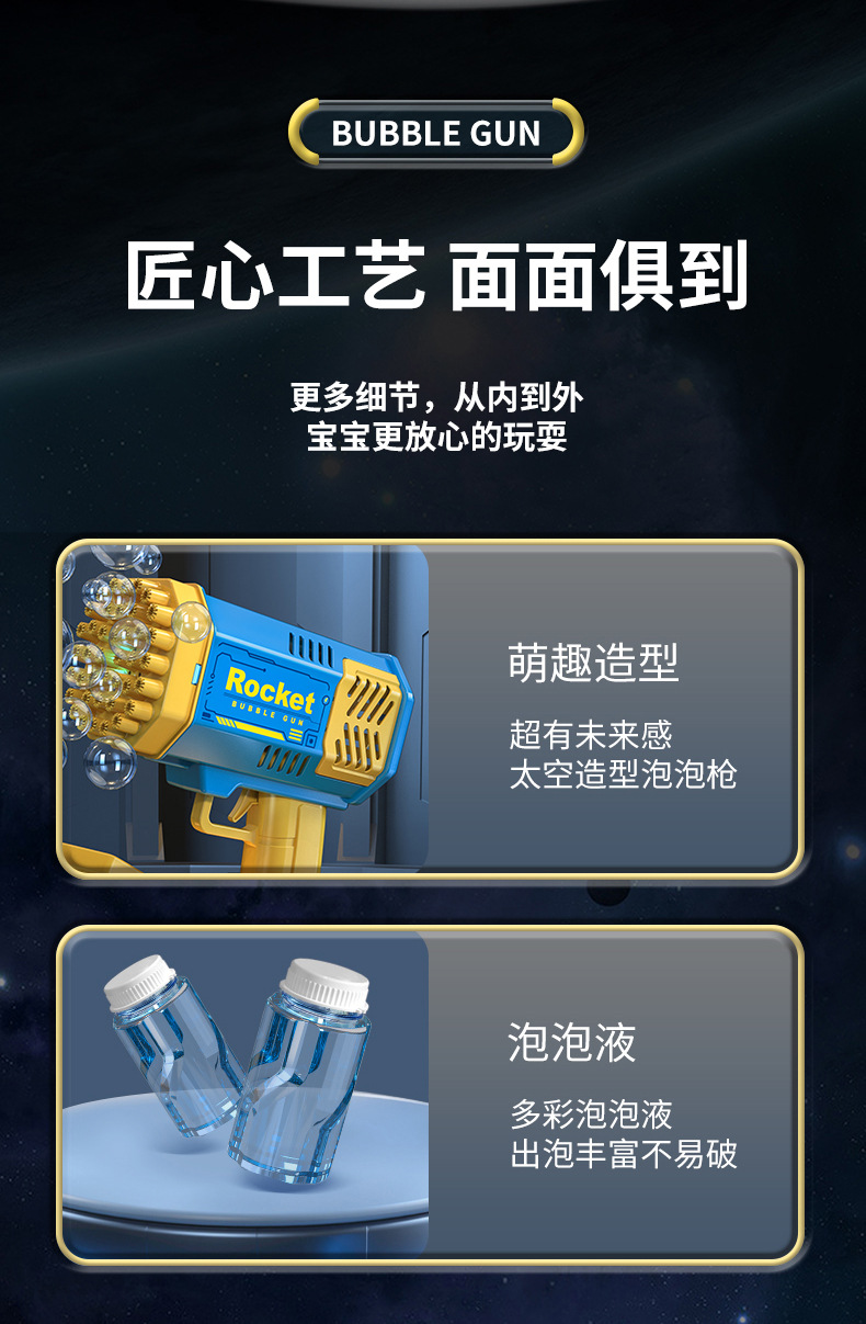 Cross-border bestseller: 40-hole bubble gun, Gatling mini version, Space Light version, outdoor toy rocket launcher bubble machine pic 46