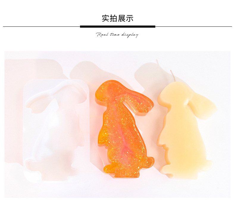 diy silicone mold for animal scented candles with resin coating, puppy, rabbit, kitten and squirrel, gypsum display stand mold pic 9