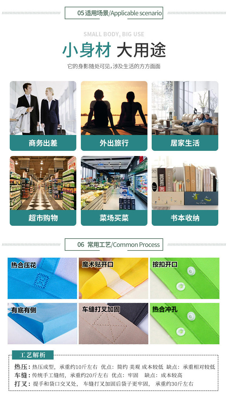 现货网红无纺布手提袋高级感定做定印logo加暗扣无纺布覆膜袋大号详情11