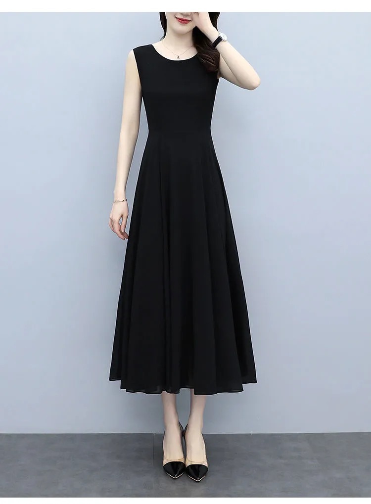 Verano 2023 nuevo tamaño más de las mujeres vestido de gasa temperamento vestido largo sin mangas versátil slim halter vestido de chaleco pic 6