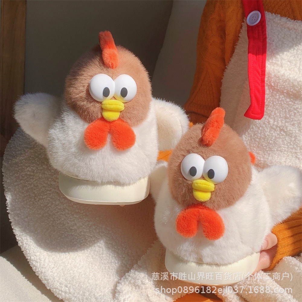 爆款大公鸡棉拖鞋冬季卡通可爱男童女童保暖防滑居家小孩毛绒拖鞋详情3