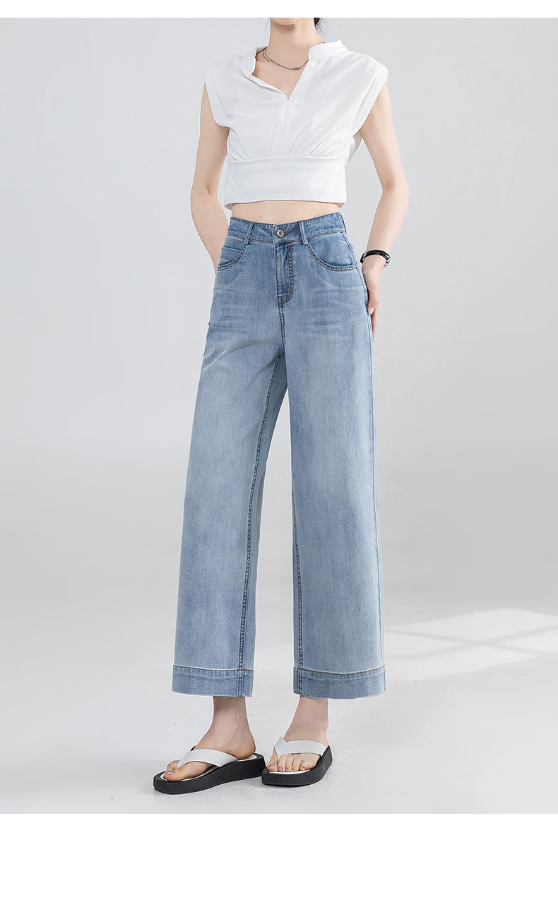 定制加工九分直筒牛仔裤女夏季新款高腰宽松显瘦裤子小个子阔腿裤详情6