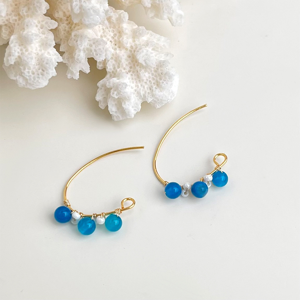 【 Sea Blue Series 】 Summer new original design, handcrafted, fresh and vacation-style blue earrings, factory earrings for women pic 5