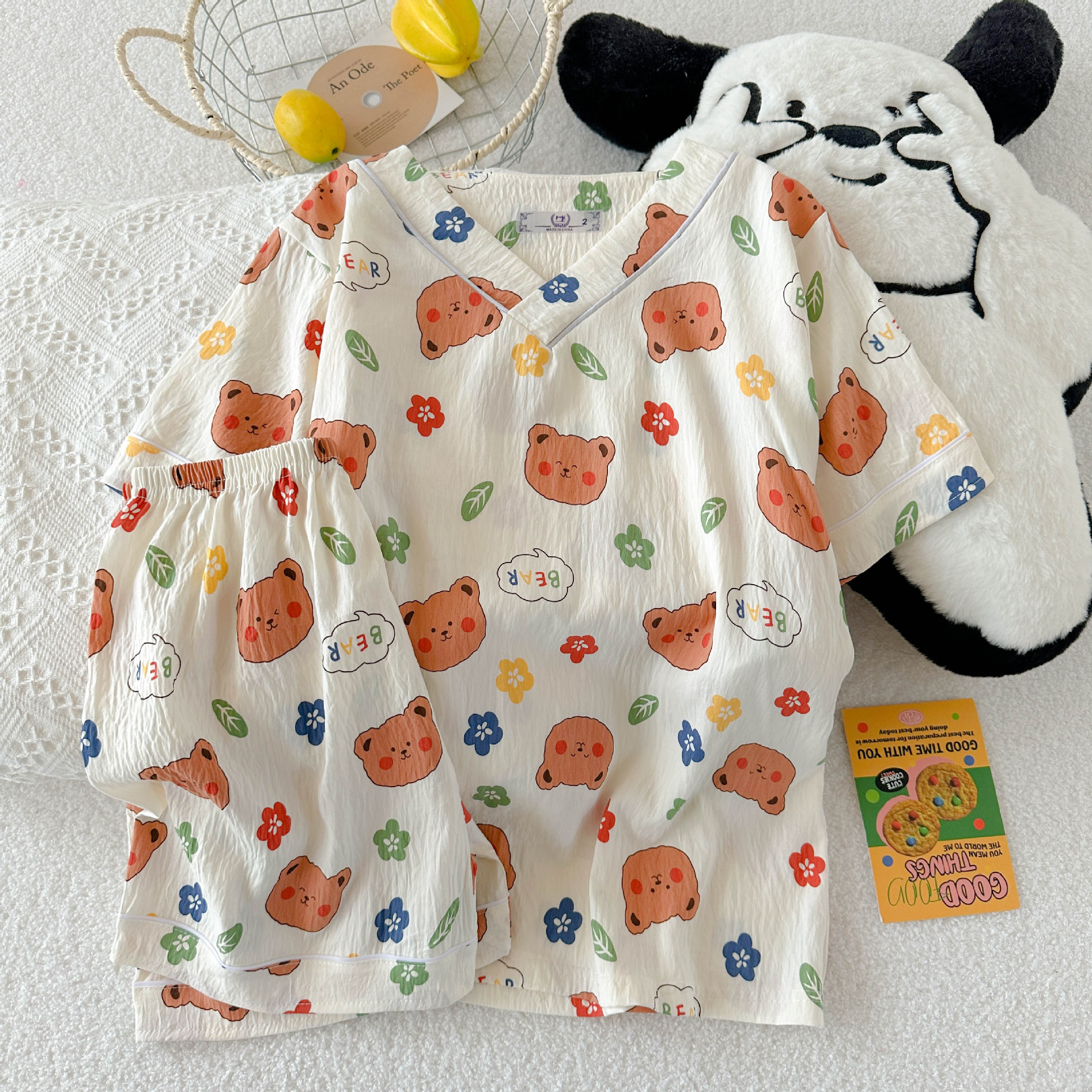 亚马逊休闲爆款夏季短袖云朵棉睡衣女宽松舒适ins抖音网红家居服详情8