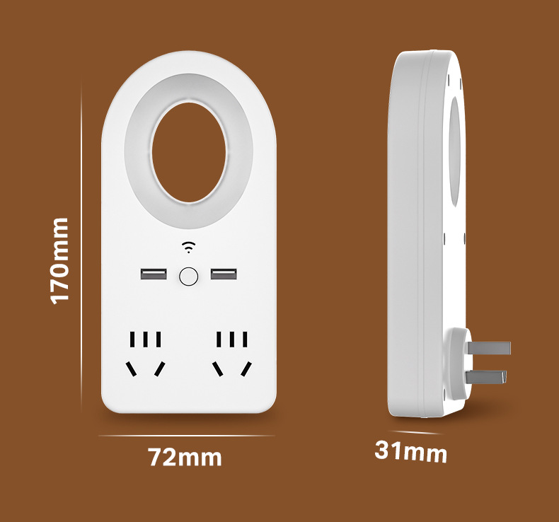 智能语音声控小夜灯带插座usb多功能插排家居LED柔光宿舍护眼台灯详情18