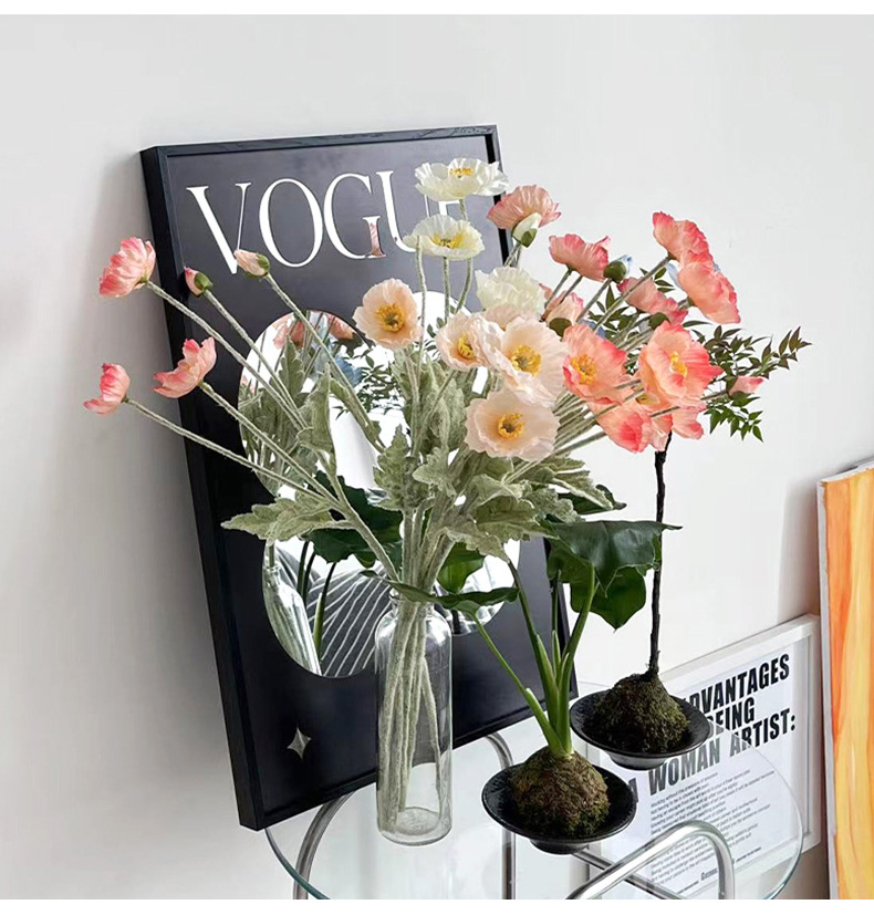 高端北欧ins虞美人仿真花绿植轻奢家居客厅桌摆装饰摆件花束详情12