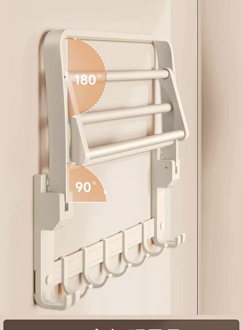 免打孔奶油风毛巾置物架卫生间奶白色浴巾架浴室卫浴五金挂件套装详情19