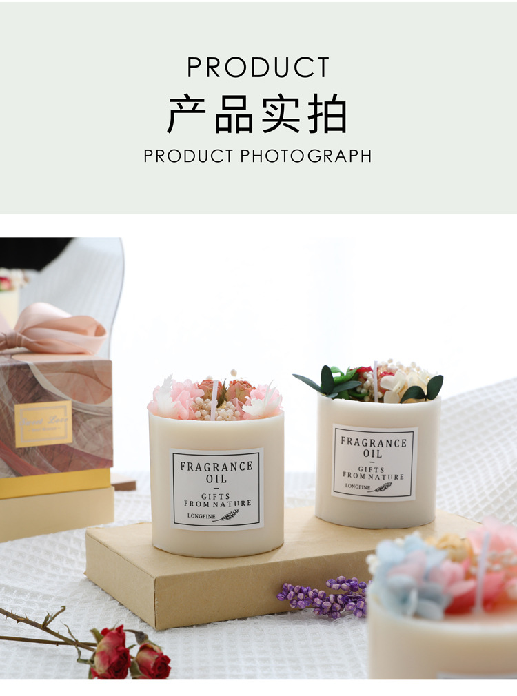 Scented candle gift box, everlasting flower scented candle, floral souvenir, scented scented candle, smokeless soy wax pic 15
