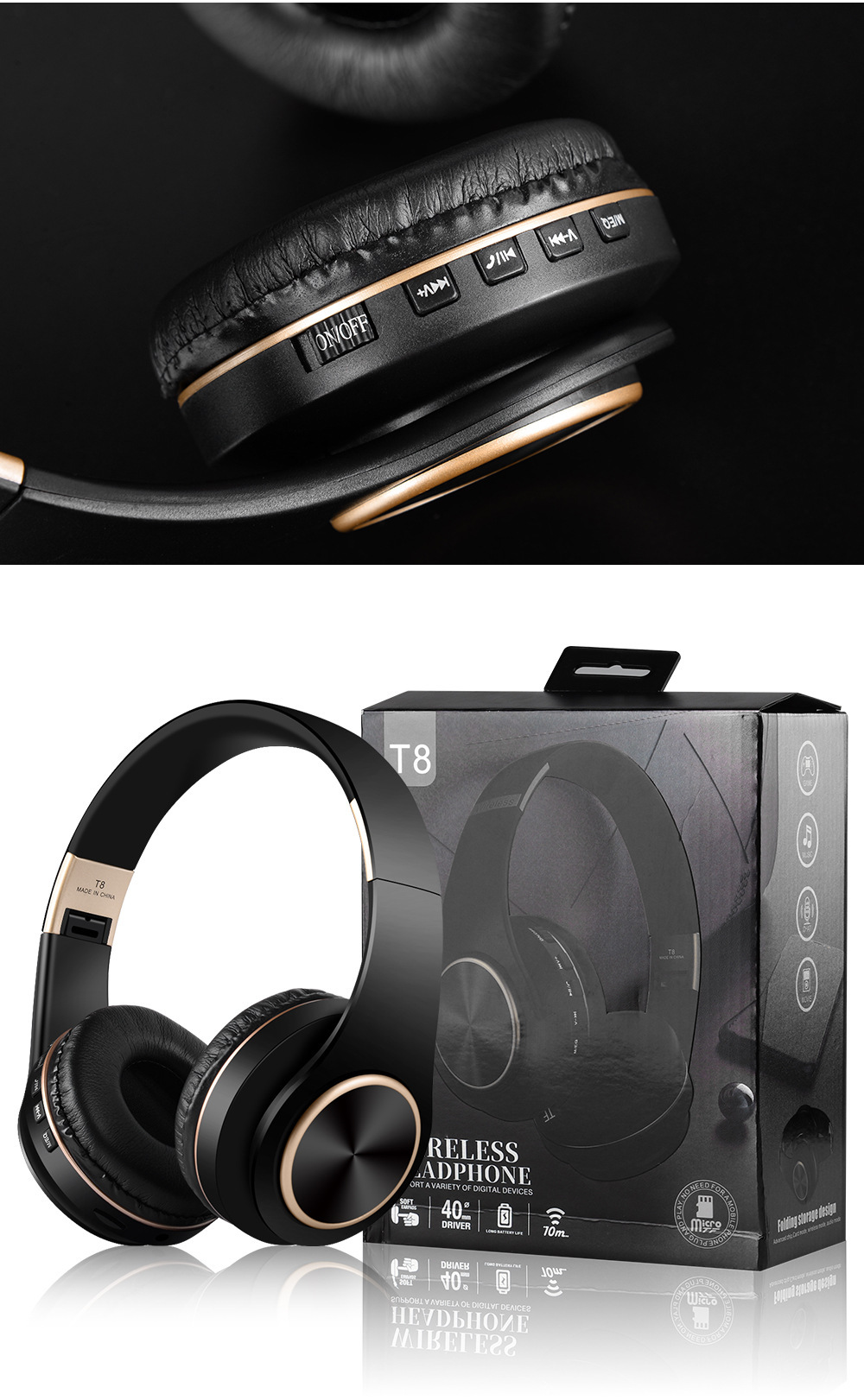 Ultra-long battery life, ANC noise-cancelling, portable, foldable, soft, large ear cup over-ear Bluetooth headphones, wireless gaming headphones pic 11