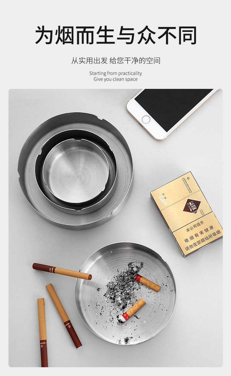 加厚耐用不锈钢金色烟灰缸网咖烟缸酒吧网吧烟灰缸厂家直供详情6