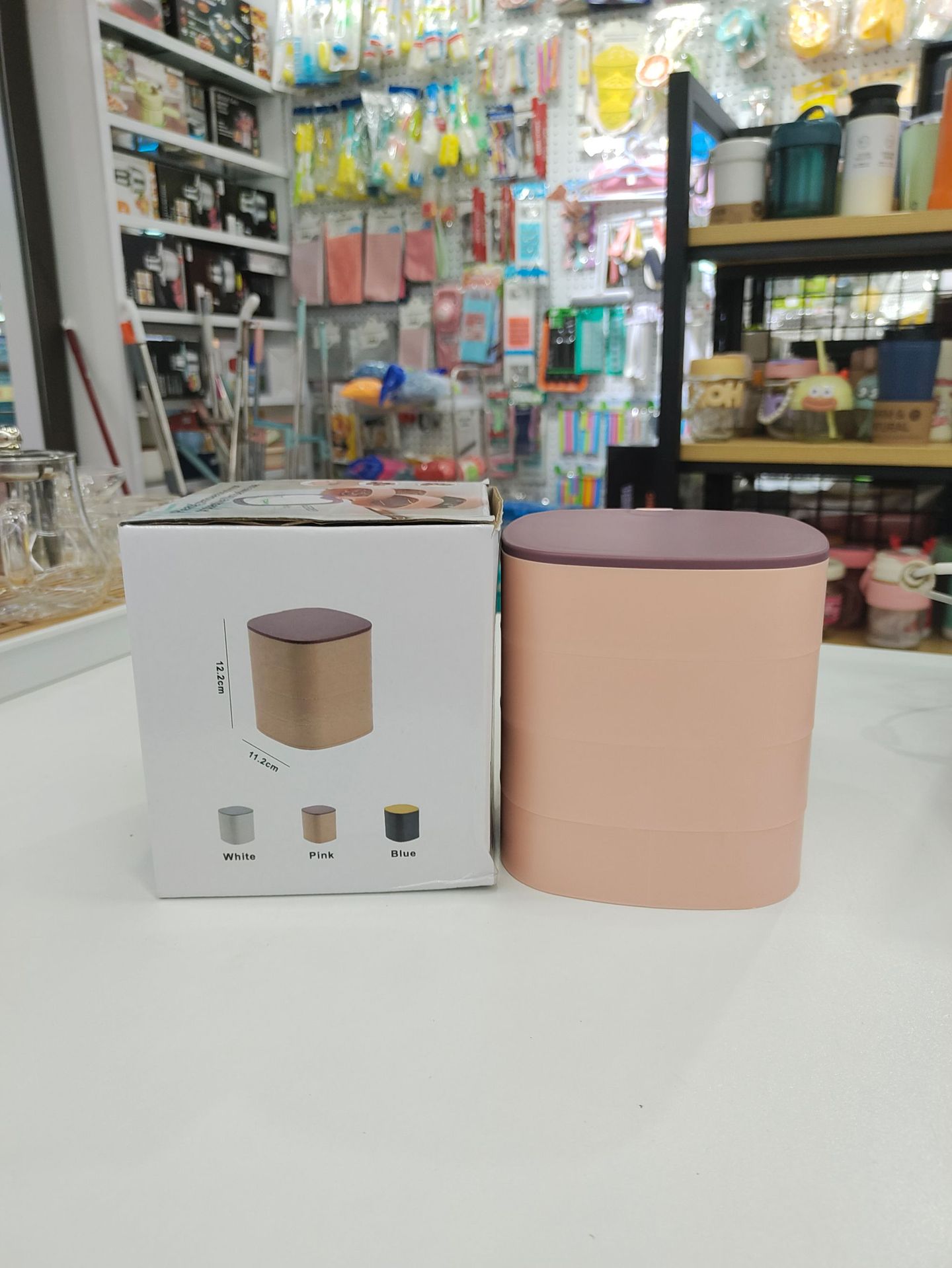 360°旋转带镜子四层绒布首饰盒珠宝饰品分类整理收纳盒跨境热销详情6