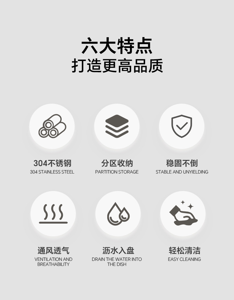 304不锈钢筷子筒家用筷子收纳盒筷子笼壁挂式厨房刀架勺子置物架详情2
