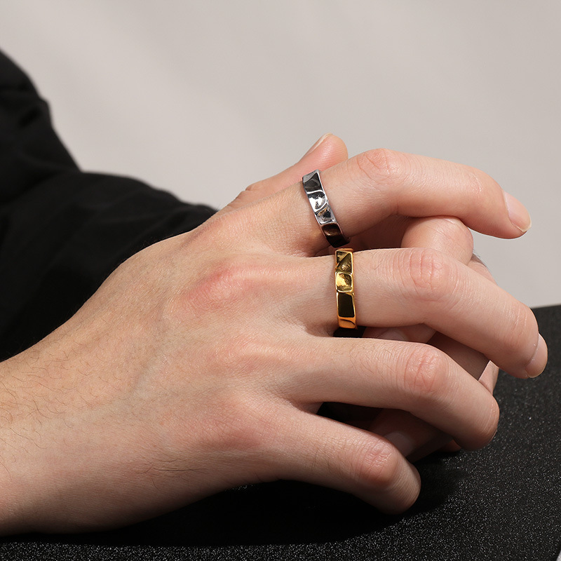 Wholesale of niche stainless steel ring accessories with a cold and unique texture design sense on Instagram pic 9