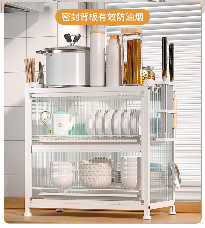 厨房碗碟置物架台面碗盘沥水架抽拉式多层收纳架家用防尘碗碟柜子详情18