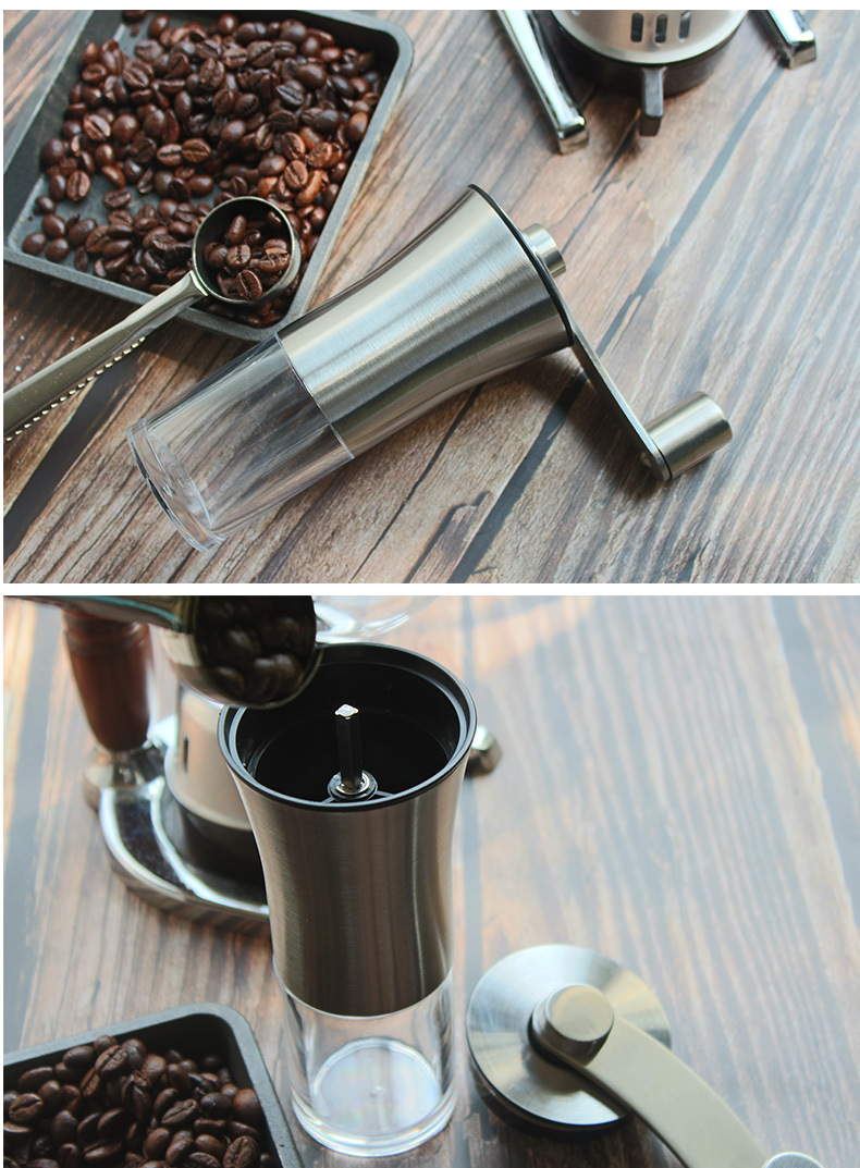 Cross-border coffee grinder, manual coffee grinder, 304 stainless steel coffee bean grinder, coffee spoon LOGO available pic 8