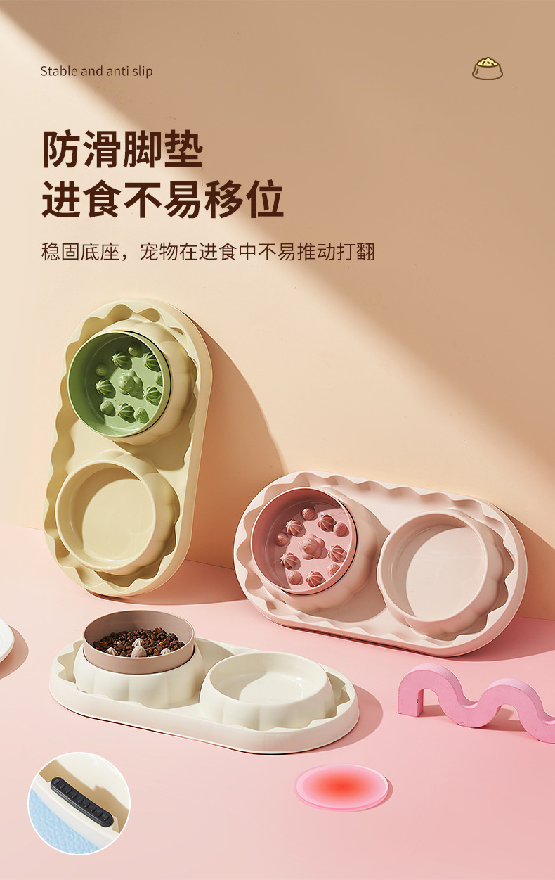 Rongka Pet Cross-border Cat Stainless Steel Double Bowl Dog anti-choking Slow Food Bowl Anti-Tipping Cat Bowl Large Capacity Anti-leakage Dog Bowl Pet Bowl pic 17