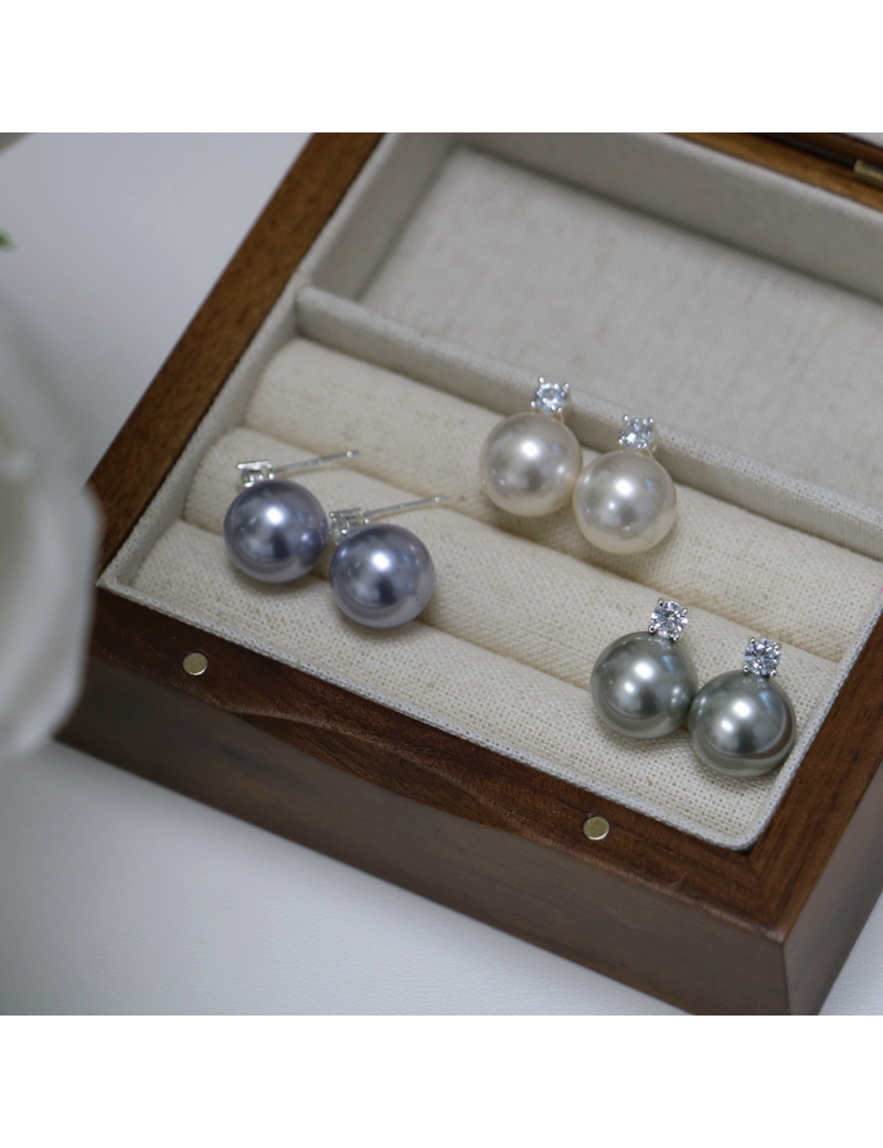 2024 Little Sweet Potato, Australian White, True Hemp, Lavender 5A, Zircon, Princess Diana, Shi Family Pearl 925, Pure silver Stud earrings, perfectly round pic 14
