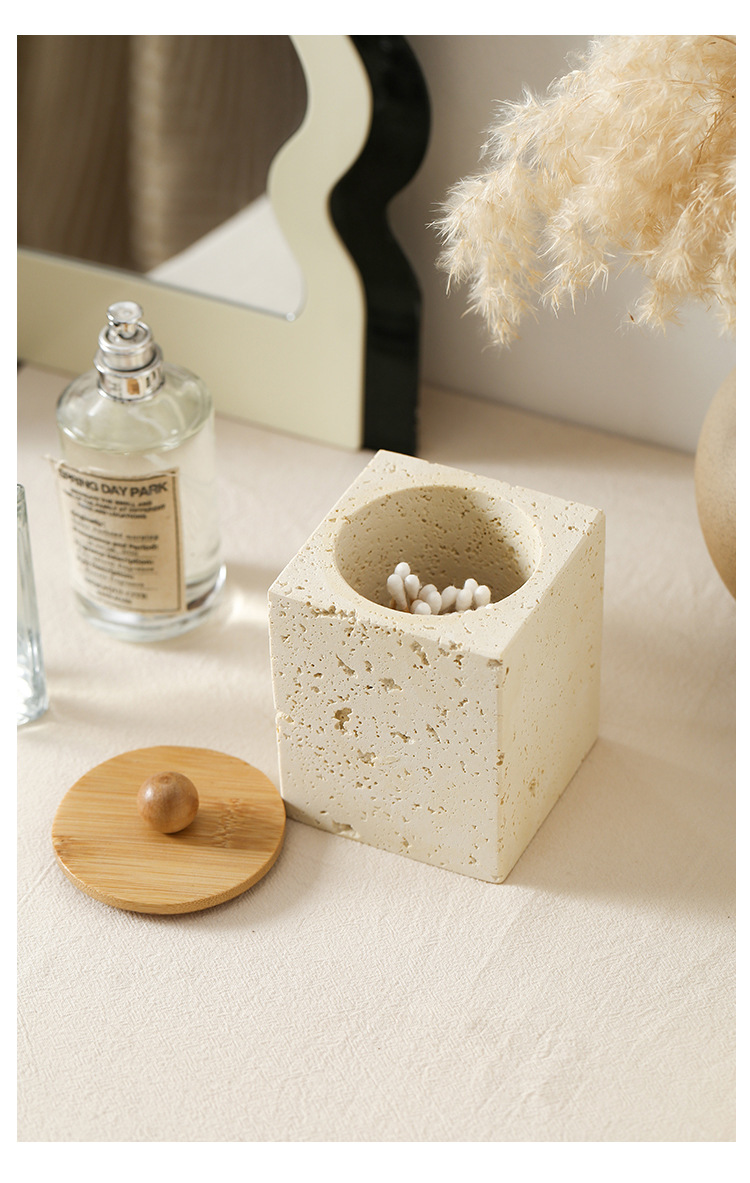 Wabi-sabi wind Tunnel Stone Storage seven-piece set: mouthwash cup, toothbrush holder, lotion bottle, perfume bottle, soap dish tray, washbasin pic 12