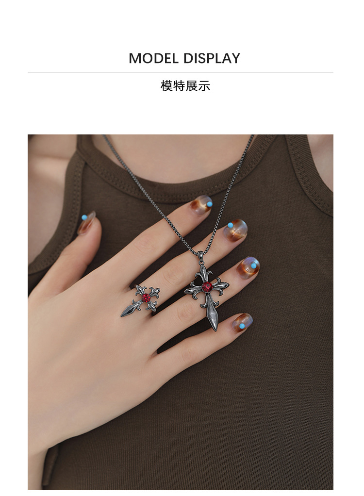 【定制】暗夜鸢尾十字架系列耳环女款时尚简约甜酷风精致耳钉耳坠 pic 6