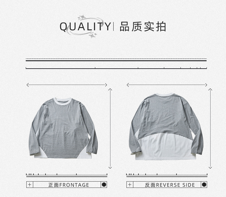 APO男装|撞色条纹长袖T恤男士春秋季潮牌宽松圆领内搭上衣打底衫详情26