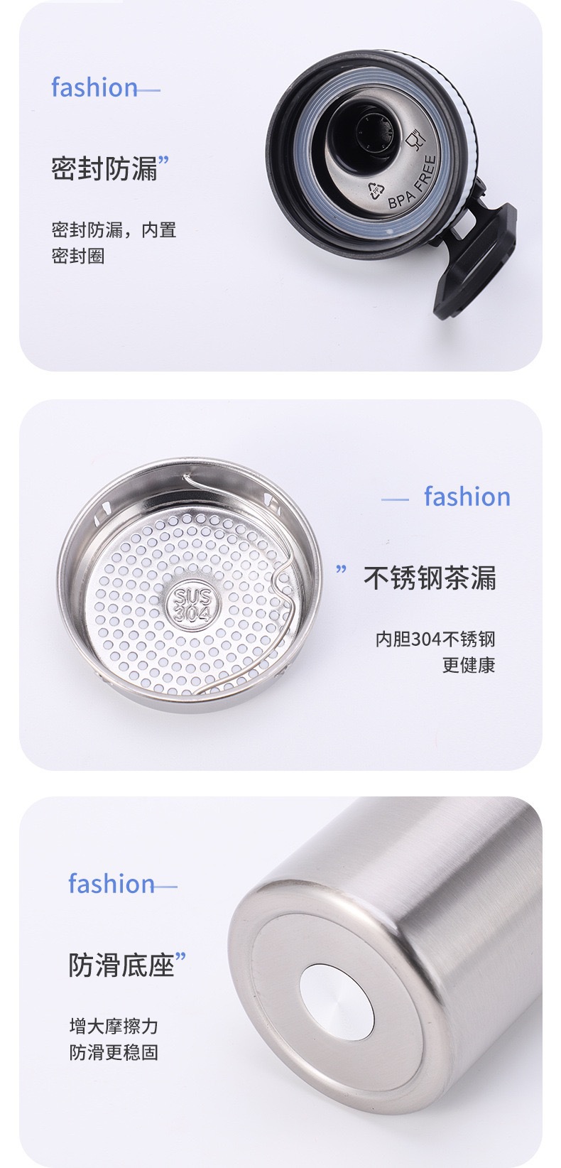Wholesale of new cross-border 304 stainless steel space flasks, large-capacity insulated cups, sports water bottles and portable outdoor water cups pic 3