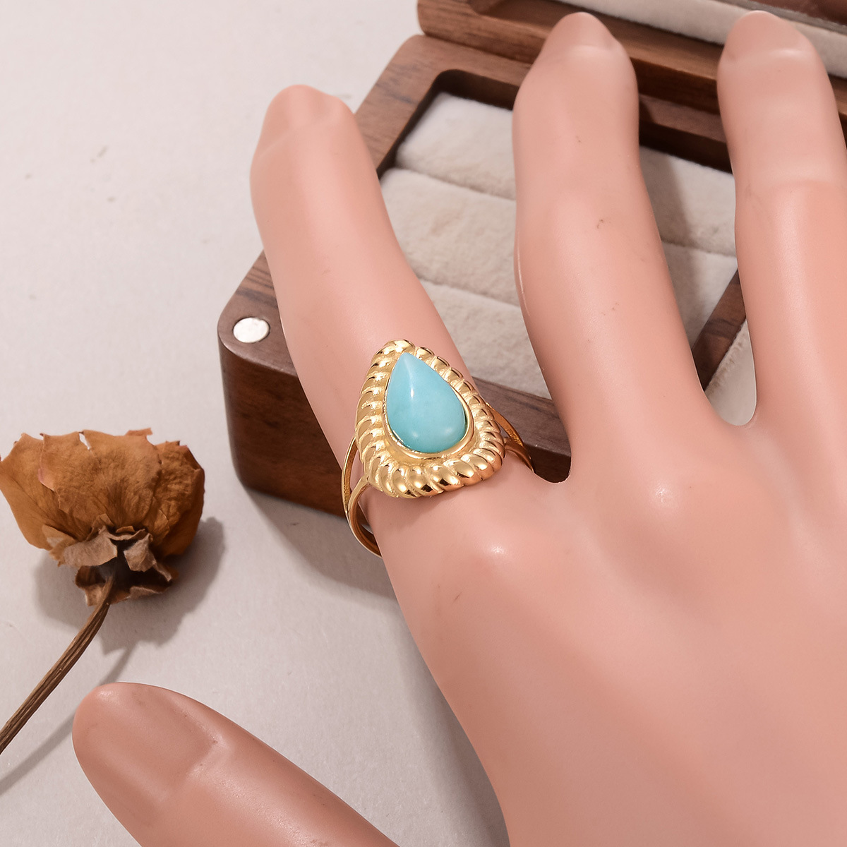 Best-selling stainless steel natural stone rings for women on AliExpress, non-fading titanium steel retro geometric rings for women pic 39