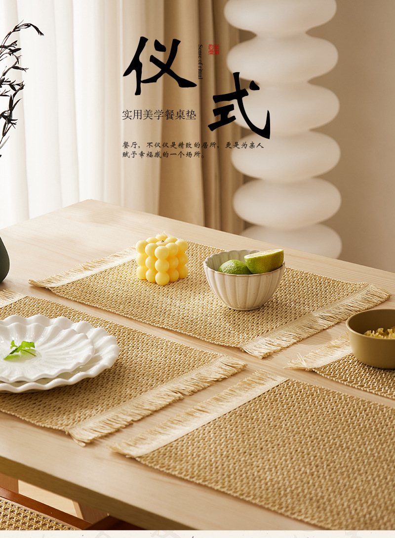 红色编织餐垫防烫餐巾环彩色纸巾杯垫浴室防滑垫详情2