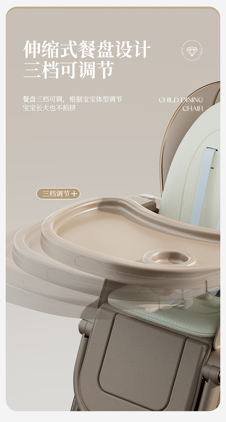宝宝餐椅摇摇椅可折叠多功能儿童便携吃饭椅子家用餐桌婴儿学坐椅详情8