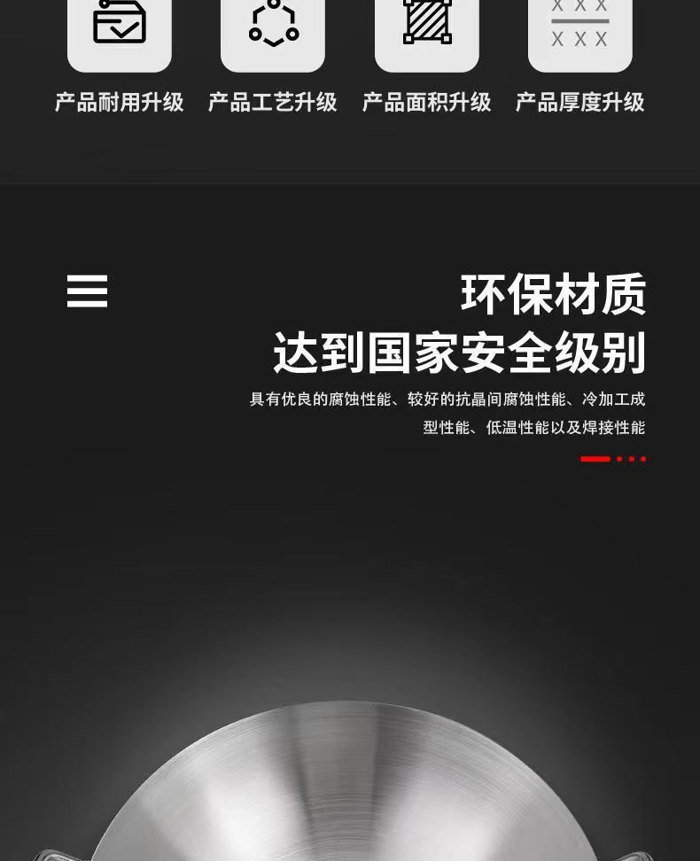 Cross-border stainless steel wok, non-stick wok, household round bottom without coating, household iron wok, food-grade double-ear wok pic 3