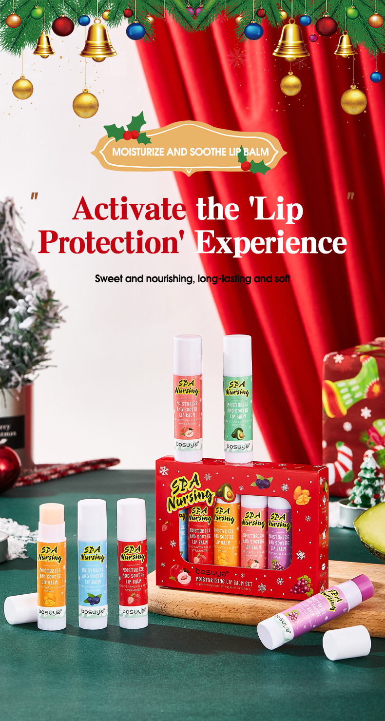 【 Cross-border Exclusive 】bosuya Christmas Lip Balm Hydrates, moisturizes, prevents dryness and cracking, and reduces lip lines. A bestseller on Amazon pic 3