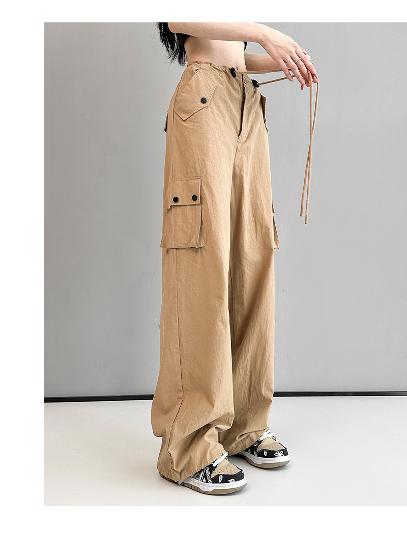 美式复古粉色高腰直筒工装裤女2023夏季辣妹新款休闲高街薄款裤子详情27