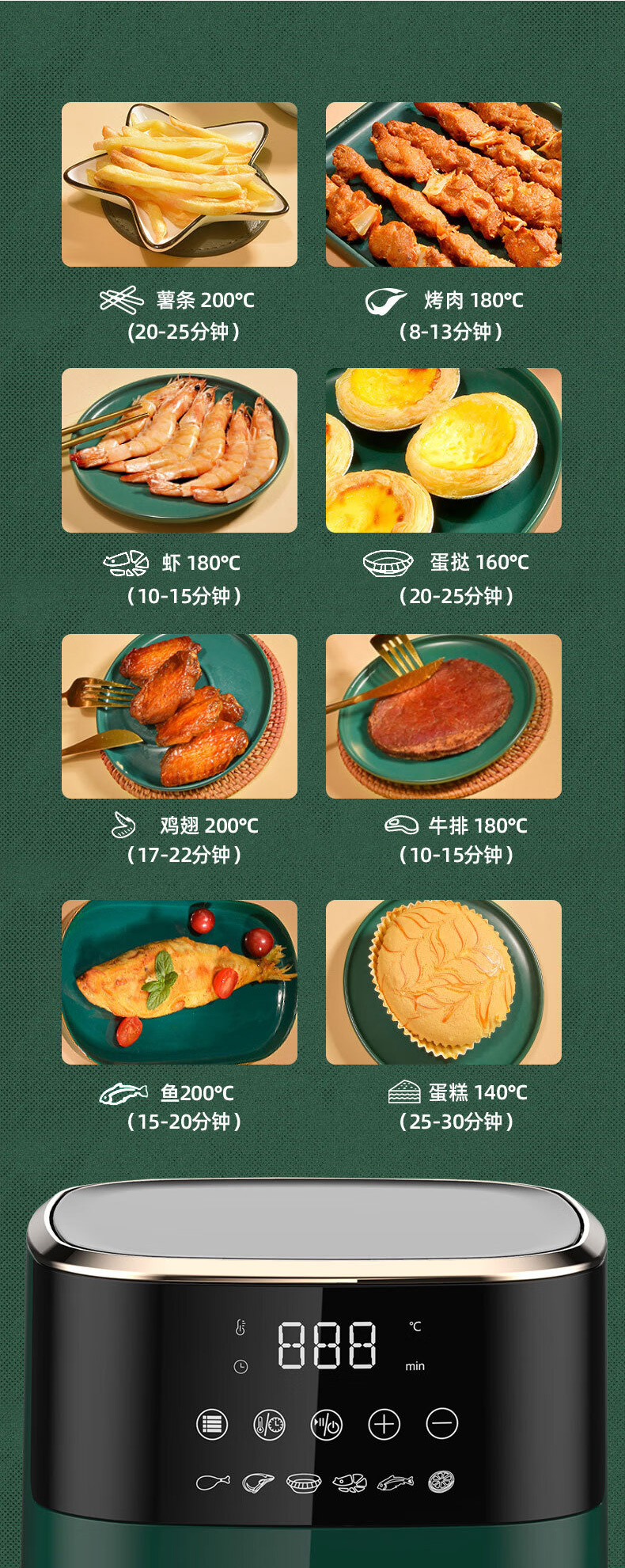 Oaks Air fryer 5L large-capacity intelligent multi-functional oil-free electric fryer and oven all-in-one machine gift pic 7